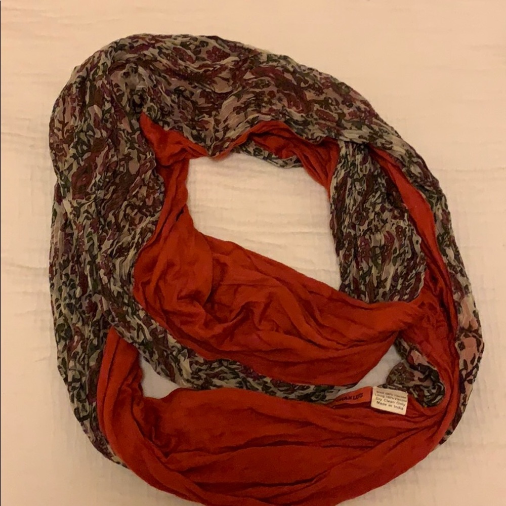 Chan Luu Orange & floral reversible circle scarf